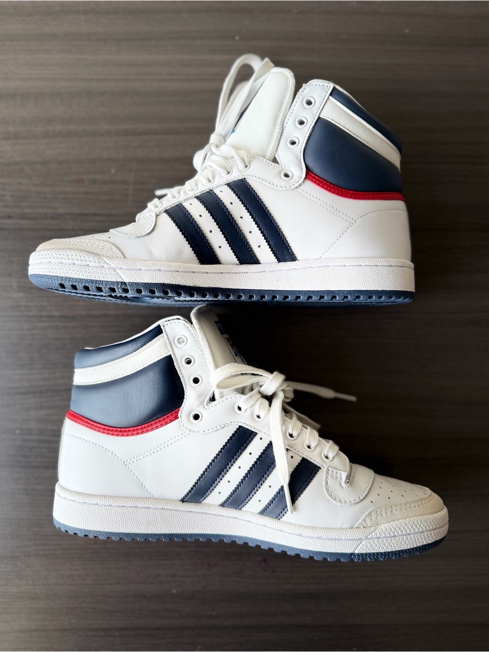 adidas Top Ten Hi High Top Sneakers Mens Size 9.5 White Navy Red D65161 Vintage